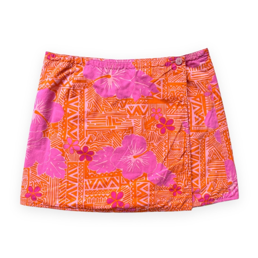 Beautiful Lilly Pulitzer Orange/Pink Hibiscus Wrap Skirt, sz 0